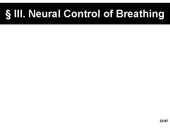 § III. Neural Control of Breathing 22 -67 