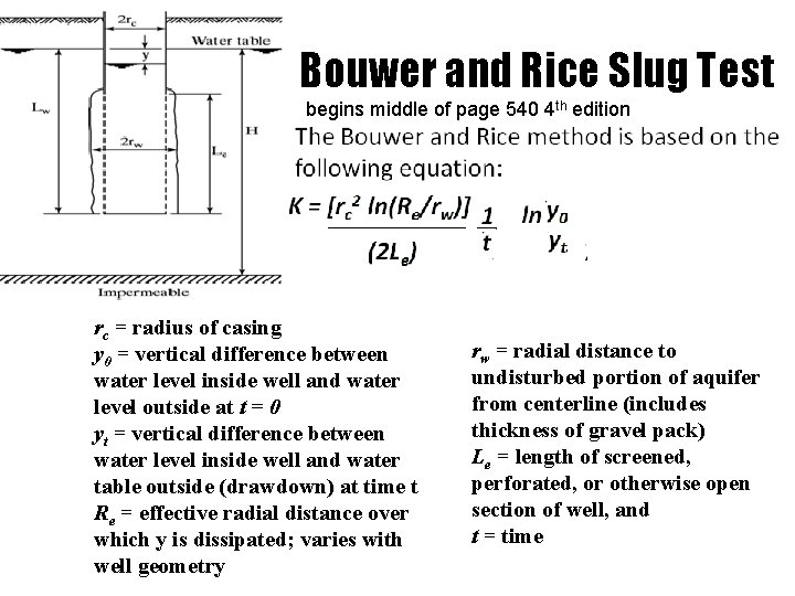 Bouwer and Rice Slug Test begins middle of page 540 4 th edition rc