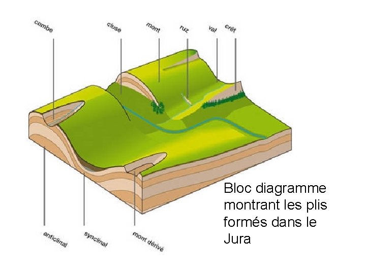 Bloc diagramme montrant les plis formés dans le Jura 