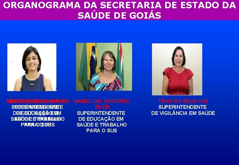 ORGANOGRAMA DA SECRETARIA DE ESTADO DA SAÚDE DE GOIÁS MEIRERIBEIROSOARES SUPERINTENDENTE DE DEEDUCAÇÃOEM EM