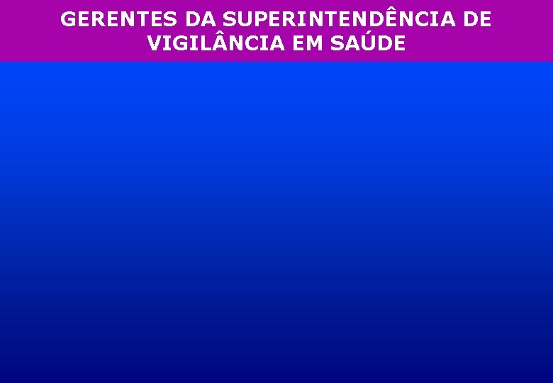 GERENTES DA SUPERINTENDÊNCIA DE VIGIL NCIA EM SAÚDE 