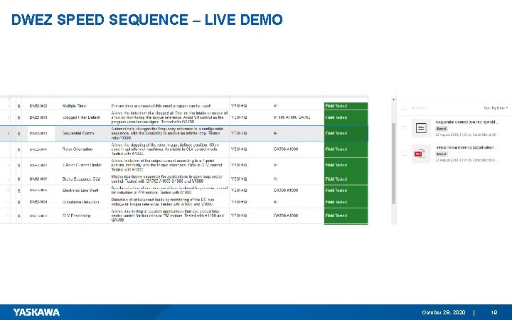 DWEZ SPEED SEQUENCE – LIVE DEMO October 28, 2020 | 19 