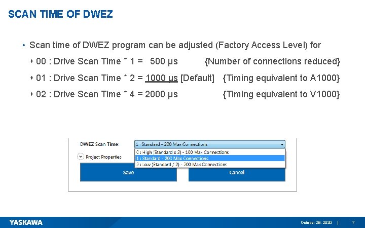 SCAN TIME OF DWEZ • Scan time of DWEZ program can be adjusted (Factory