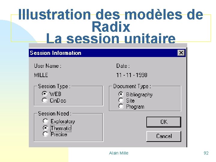 Illustration des modèles de Radix La session unitaire Alain Mille 92 