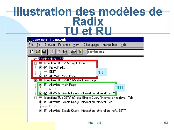 Illustration des modèles de Radix TU et RU TU RU Alain Mille 93 