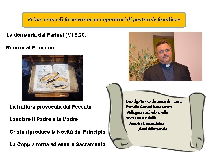 Primo corso di formazione per operatori di pastorale familiare La domanda dei Farisei (Mt