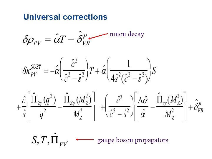 Universal corrections muon decay gauge boson propagators 