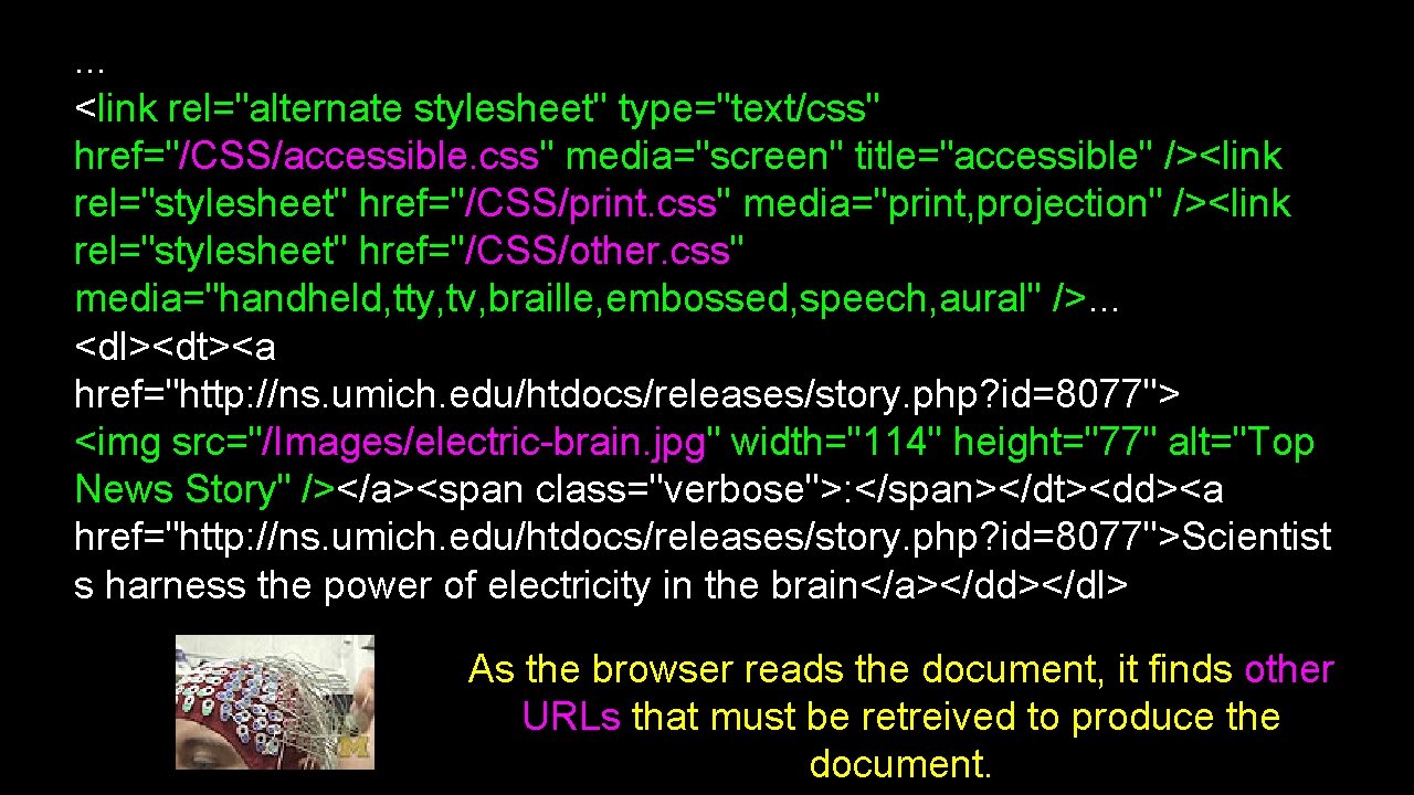 . . . <link rel="alternate stylesheet" type="text/css" href="/CSS/accessible. css" media="screen" title="accessible" /><link rel="stylesheet" href="/CSS/print.