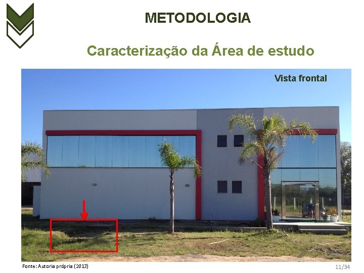 METODOLOGIA Caracterização da Área de estudo Vista frontal Fonte: Autoria própria (2013) 11/34 