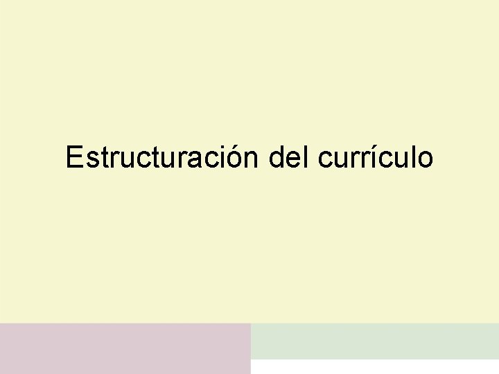 Estructuración del currículo 