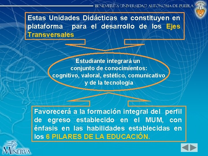 Estas Unidades Didácticas se constituyen en plataforma para el desarrollo de los Ejes Transversales