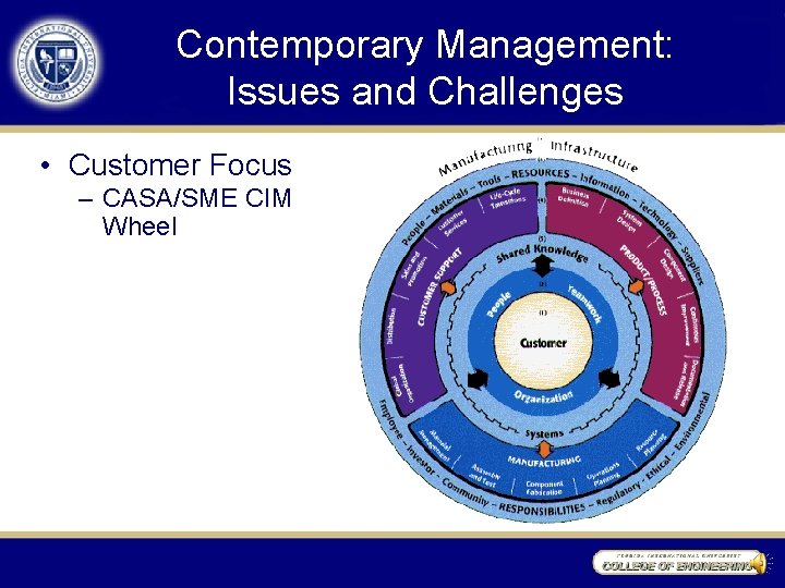 Contemporary Management: Issues and Challenges • Customer Focus – CASA/SME CIM Wheel 