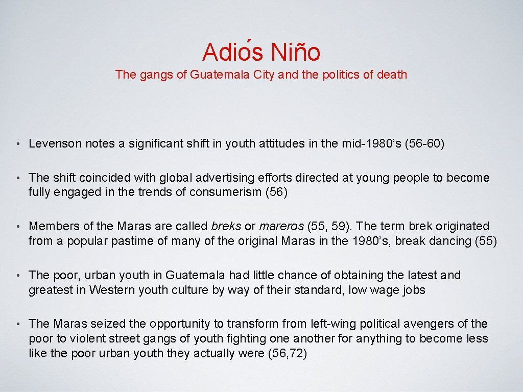 Adio s Niño The gangs of Guatemala City and the politics of death •