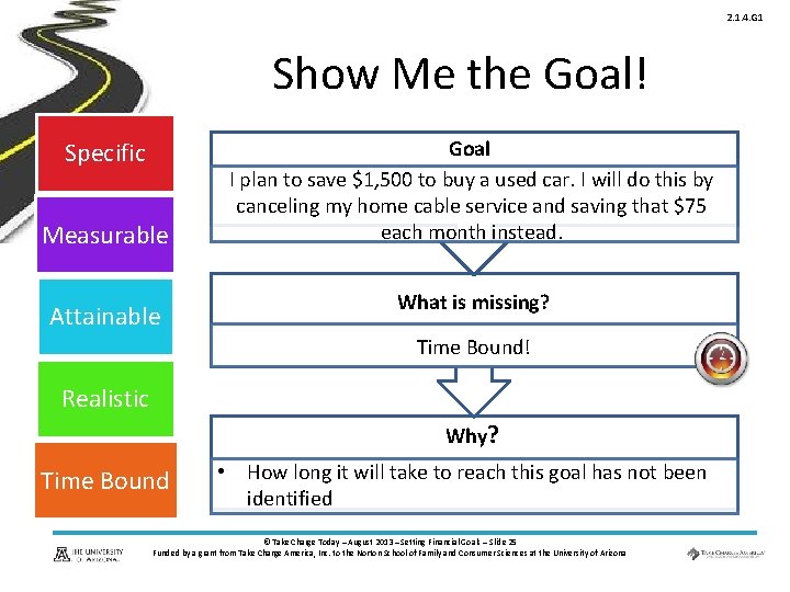 2. 1. 4. G 1 Show Me the Goal! Specific Measurable Attainable Goal I