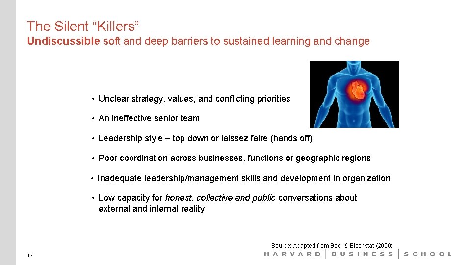 The Silent “Killers” Undiscussible soft and deep barriers to sustained learning and change •