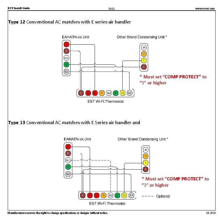 EST Install Guide www. ecoer. com 20/21 Type 12 Conventional AC matches with E