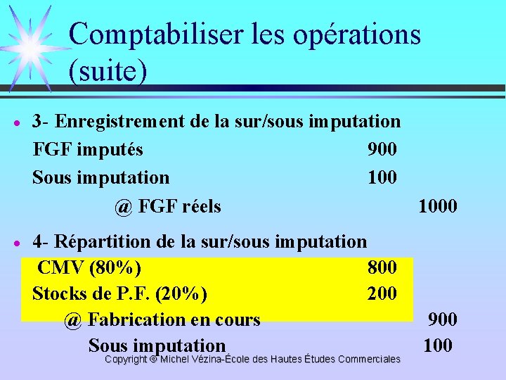 Comptabiliser les opérations (suite) · 3 - Enregistrement de la sur/sous imputation FGF imputés