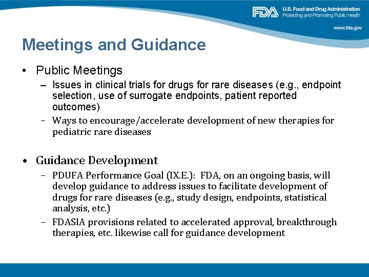 Meetings and Guidance • Public Meetings – Issues in clinical trials for drugs for Meetings and Guidance • Public Meetings – Issues in clinical trials for drugs for
