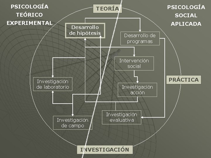 PSICOLOGÍA TEORÍA TEÓRICO SOCIAL EXPERIMENTAL Desarrollo de hipótesis APLICADA Desarrollo de programas Intervención social PSICOLOGÍA TEORÍA TEÓRICO SOCIAL EXPERIMENTAL Desarrollo de hipótesis APLICADA Desarrollo de programas Intervención social