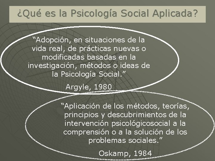 ¿Qué es la Psicología Social Aplicada? “Adopción, en situaciones de la vida real, de