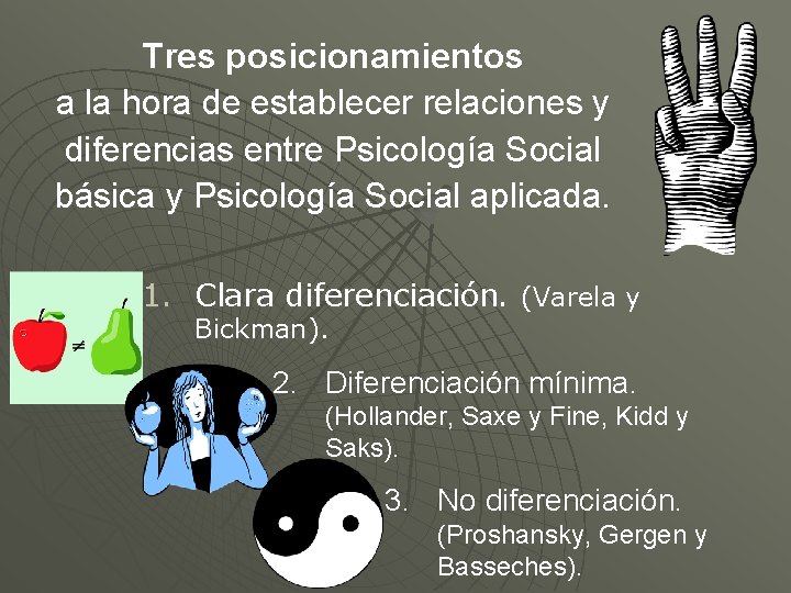 Tres posicionamientos a la hora de establecer relaciones y diferencias entre Psicología Social básica