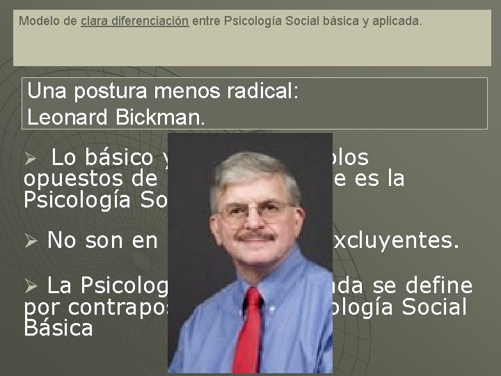 Modelo de clara diferenciación entre Psicología Social básica y aplicada. Una postura menos radical: