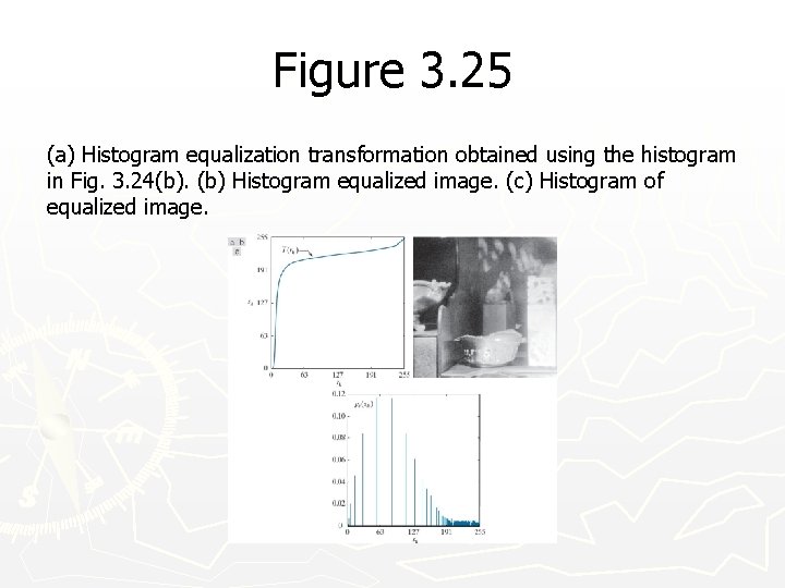 Figure 3. 25 (a) Histogram equalization transformation obtained using the histogram in Fig. 3.