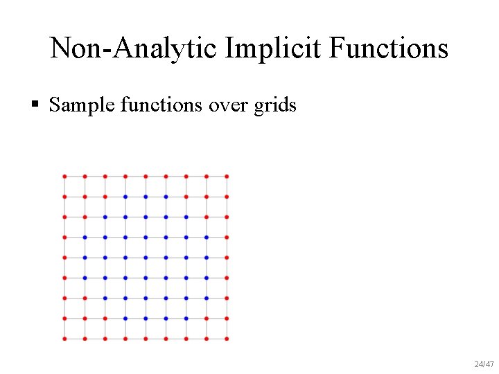 Non-Analytic Implicit Functions § Sample functions over grids 24/47 