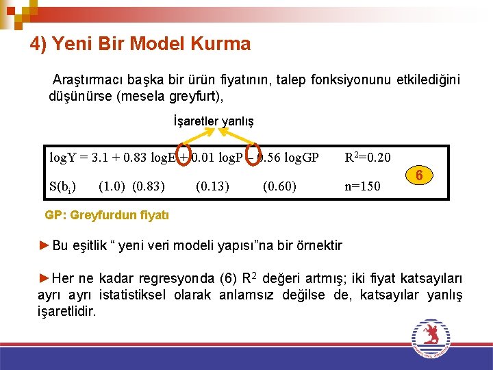 4) Yeni Bir Model Kurma Araştırmacı başka bir ürün fiyatının, talep fonksiyonunu etkilediğini düşünürse