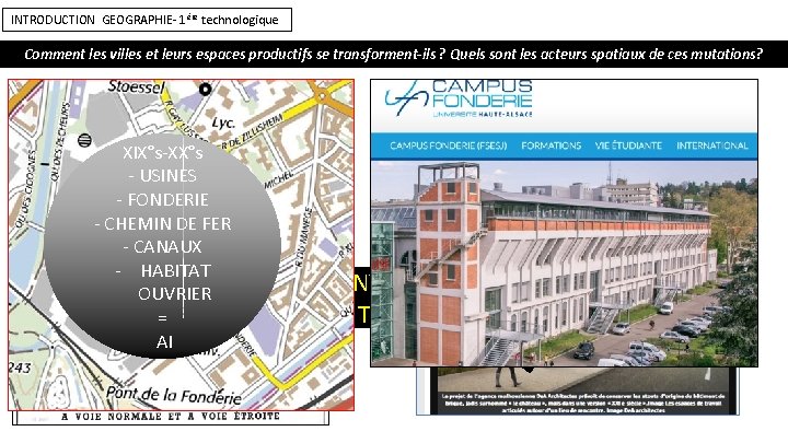 INTRODUCTION GEOGRAPHIE- 1 ère technologique Comment les villes et leurs espaces productifs se transforment-ils