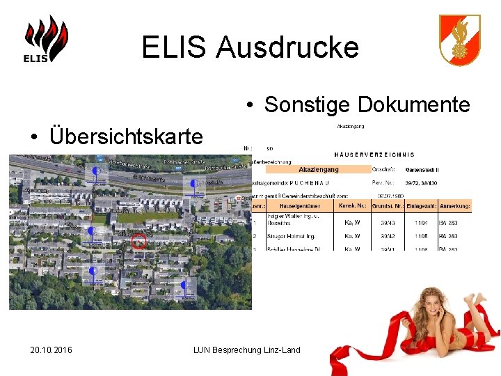 ELIS Ausdrucke • Sonstige Dokumente • Übersichtskarte 20. 10. 2016 LUN Besprechung Linz-Land 