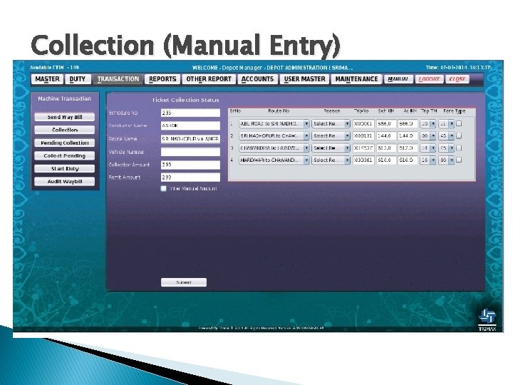 Collection (Manual Entry) 