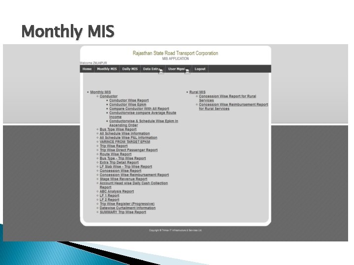 Monthly MIS 