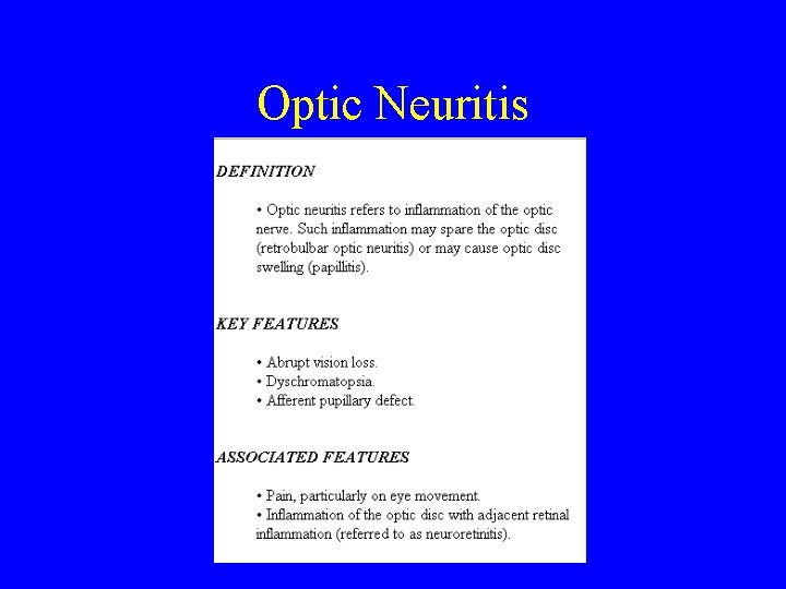 Optic Neuritis 