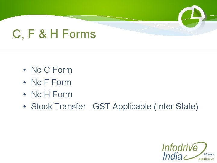 C, F & H Forms • • No C Form No F Form No