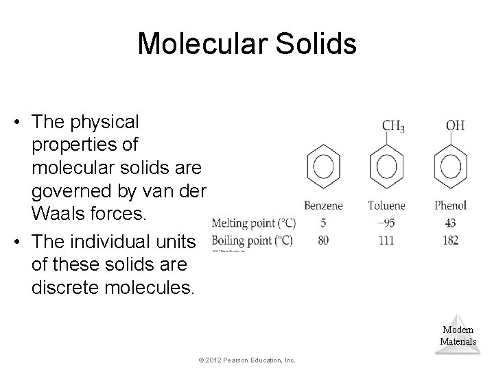 Molecular Solids • The physical properties of molecular solids are governed by van der