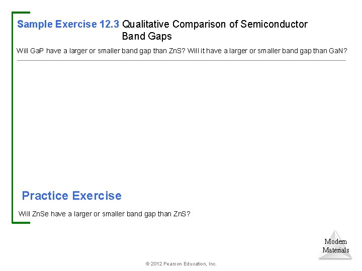 Sample Exercise 12. 3 Qualitative Comparison of Semiconductor Band Gaps Will Ga. P have
