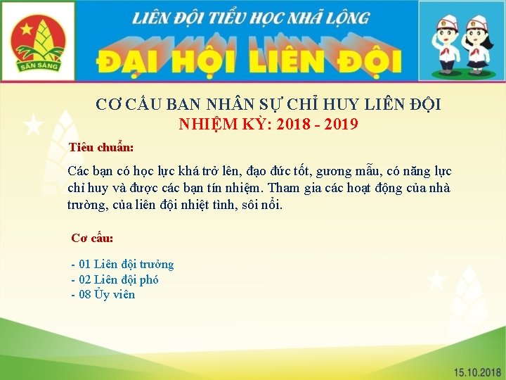 CƠ CẤU BAN NH N SỰ CHỈ HUY LIÊN ĐỘI NHIỆM KỲ: 2018 -
