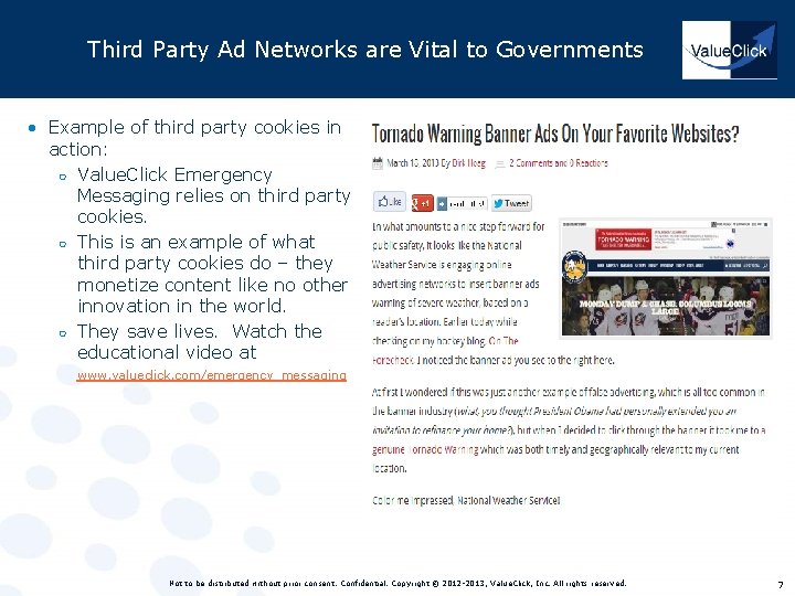 Third Party Ad Networks are Vital to Governments • Example of third party cookies