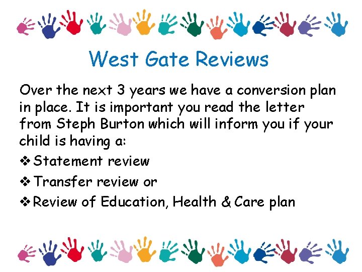 Education Care Health Plans West Gate School September