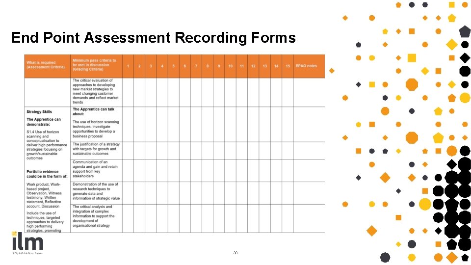 End Point Assessment Recording Forms 30 End Point Assessment Recording Forms 30