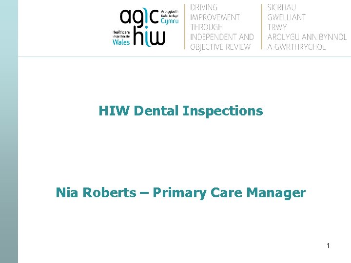 HIW Dental Inspections Nia Roberts – Primary Care Manager 1 
