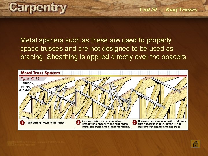 Unit 50 — Roof Trusses Metal spacers such as these are used to properly