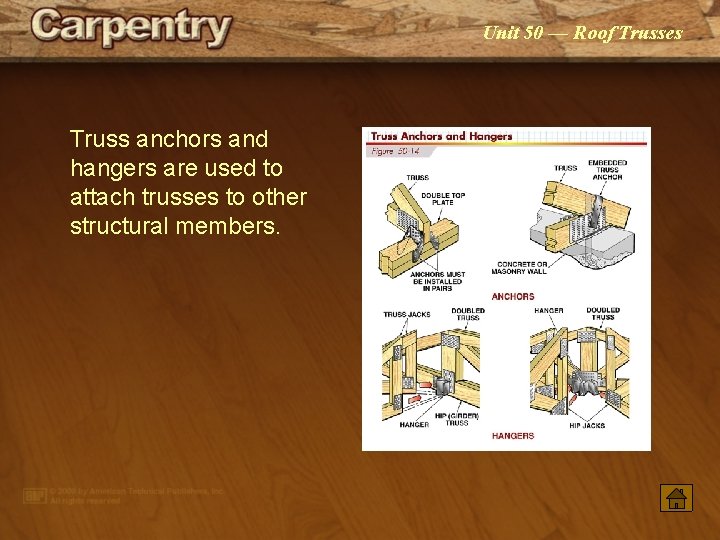 Unit 50 — Roof Trusses Truss anchors and hangers are used to attach trusses