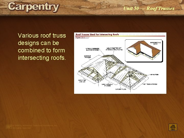 Unit 50 — Roof Trusses Various roof truss designs can be combined to form