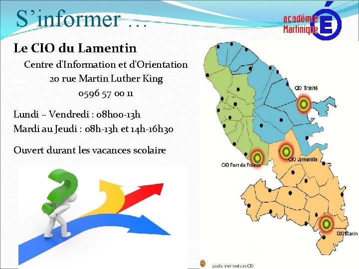 S’informer … Le CIO du Lamentin Centre d’Information et d’Orientation 20 rue Martin Luther