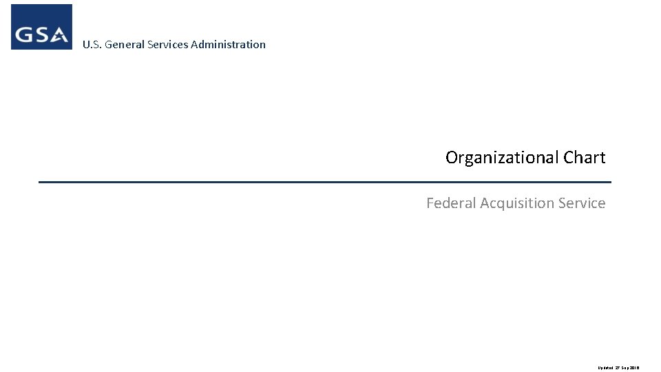 U. S. General Services Administration Organizational Chart Federal Acquisition Service Updated: 27 Sep 2016