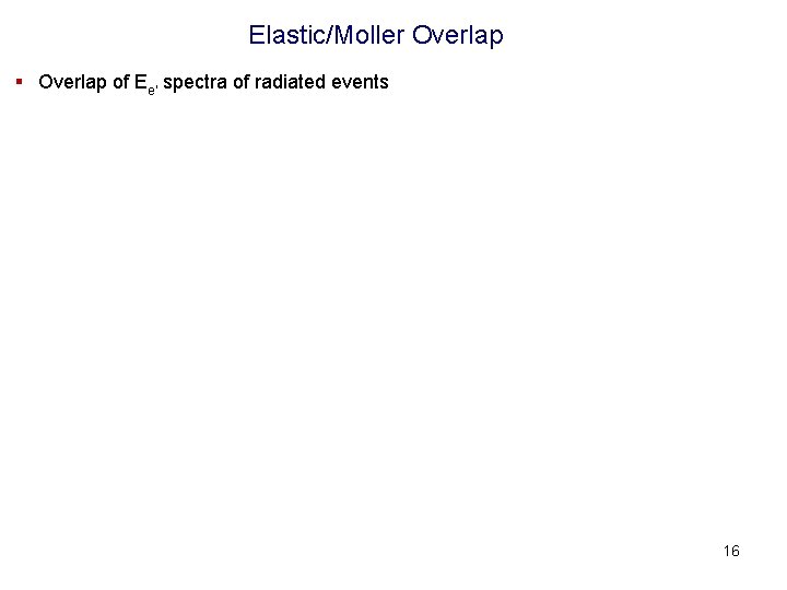  Elastic/Moller Overlap § Overlap of Ee' spectra of radiated events 16 