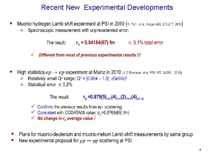 Recent New Experimental Developments 4 