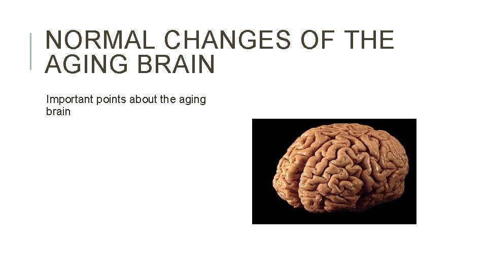 NORMAL CHANGES OF THE AGING BRAIN Important points about the aging brain 